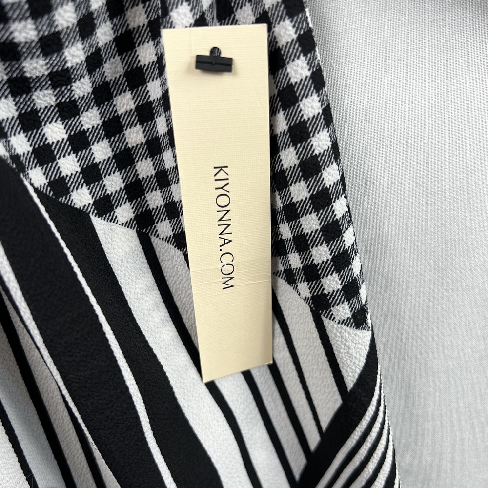 Kiyonna Kimono Womens 2X Cardigan Black White Checked Stripe Artsy - Picture 12 of 15